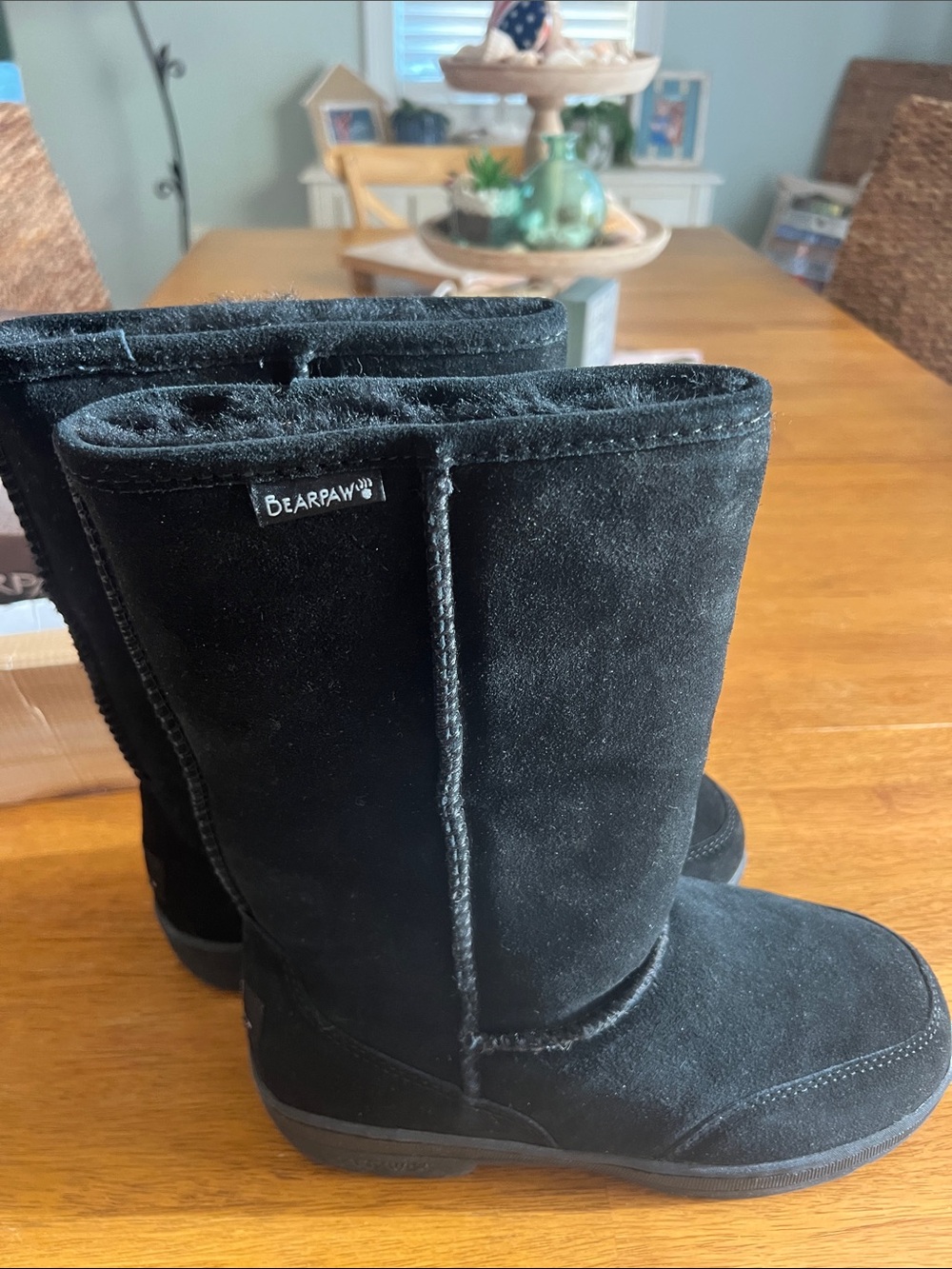 BearPaw Meadow Tall Black Suede Mid-Calf Winter Boots 8